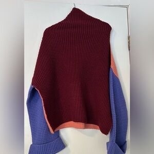 Free People Burgundy and Purple Knit Sweater